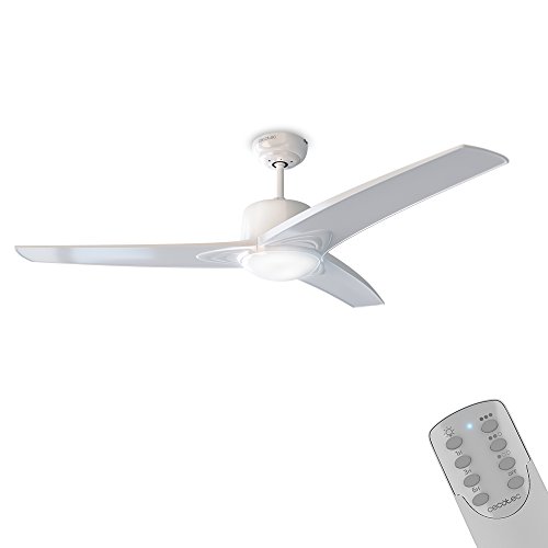 Cecotec Ventilador de Techo con Mando a Distancia, Temporizador y Luz LED EnergySilence Aero 550. 60 W, 132 cm de Diámetro, 3 Aspas, 3 Velocidades, Función Invierno, Diseño en blanco