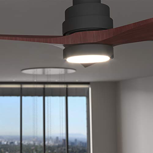 Cecotec Ventilador de Techo con Mando a Distancia y Temporizador EnergySilence Aero 5250 Black Design. 40W, Diámetro 132 cm, Motor DC, Luz LED, 6 Velocidades, Función invierno, Negro/Aspas Madera