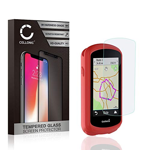 CELLONIC® Tapa Trasera + Cristal Protector de la Pantalla Compatible con Garmin Edge 1030 / Edge 1030 Plus Silicone Funda Protectora Case Cover Etui Sleeve Rojo