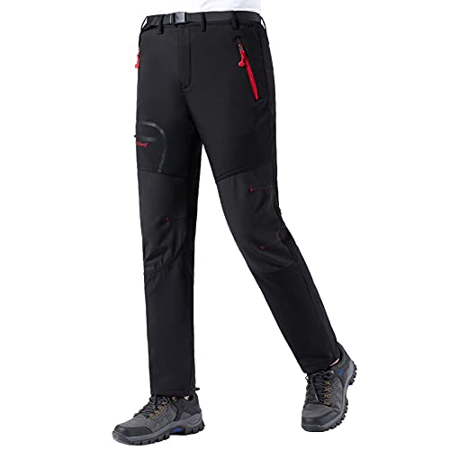 Cenchang Pantalones Trekking Hombre Pantalon Montaña Hombre Pantalones Aire Libre de Hombre Deportivo Transpirable Secado Rápido Pantalones Escalada Senderismo Outdoor (Negro, X-Large)