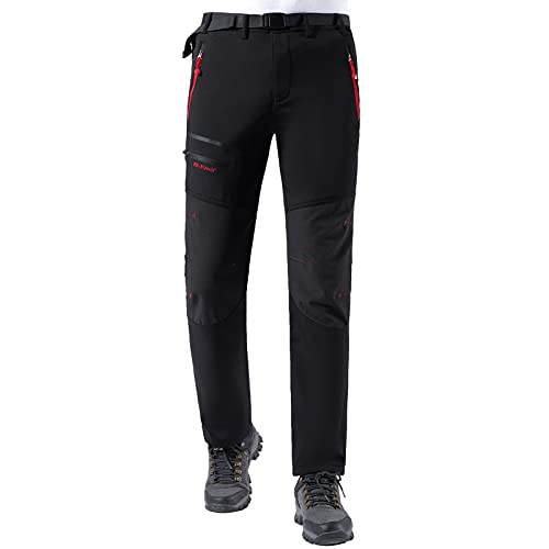 Cenchang Pantalones Trekking Hombre Pantalon Montaña Hombre Pantalones Aire Libre de Hombre Deportivo Transpirable Secado Rápido Pantalones Escalada Senderismo Outdoor (Negro, X-Large)