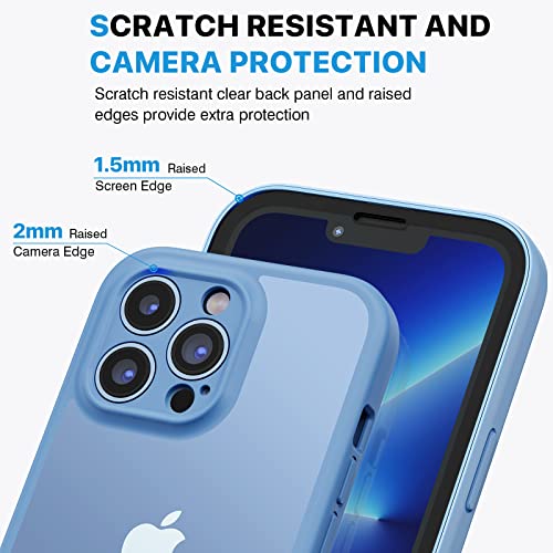 CENHUFO Funda iPhone 13 Pro MAX (6,7"), Fundas Antichoque con Protector de Pantalla Vidrio Templado Integrado, Protección Completa 360° Case Bumper Robusto Carcasa para iPhone 13 Pro MAX -Azul Sierra