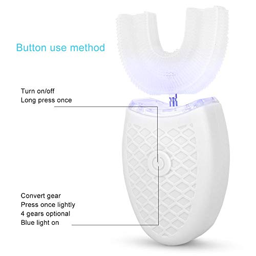 Cepillo De Dientes Sónico Eléctrico Para Adultos De Limpieza Automática Herramienta Cepillo Adulto Parama U Para Cepillos De Dientes Eléctricos Ultrasónicos De Cuidado Bucal(Blanco)