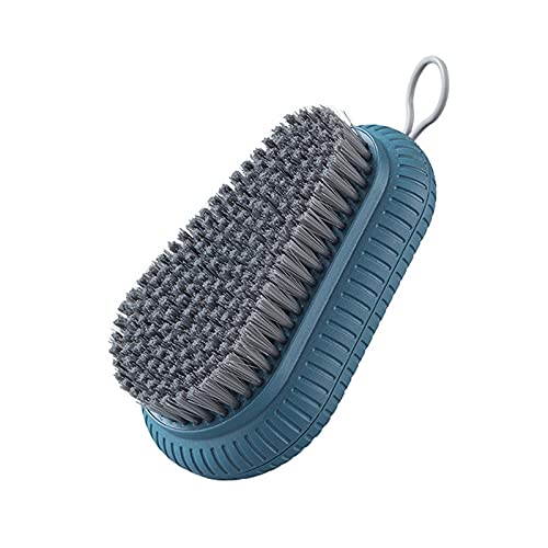 Cepillo multiusos para fregar cepillo de cerdas suaves, fácil de agarrar, herramienta de limpieza para encimeras de bañeras, ideal para ropa de lavandería, zapatos, baño y ducha (azul)