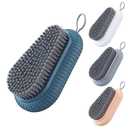 Cepillo multiusos para fregar cepillo de cerdas suaves, fácil de agarrar, herramienta de limpieza para encimeras de bañeras, ideal para ropa de lavandería, zapatos, baño y ducha (azul)