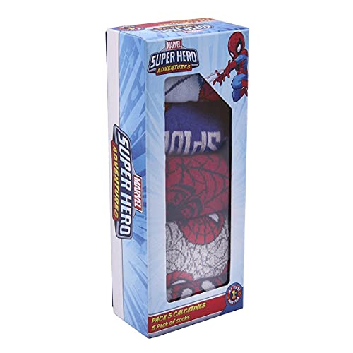 CERDÁ LIFE'S LITTLE MOMENTS 2200007418_T2530-C81 Pack de 5 Calcetines de Algodón de Spiderman para Niño con Licencia Oficial Marvel, Multicolor, 25-30 para Niños