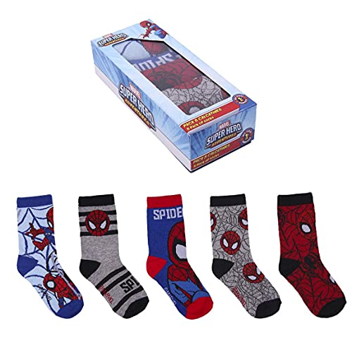 CERDÁ LIFE'S LITTLE MOMENTS 2200007418_T2530-C81 Pack de 5 Calcetines de Algodón de Spiderman para Niño con Licencia Oficial Marvel, Multicolor, 25-30 para Niños