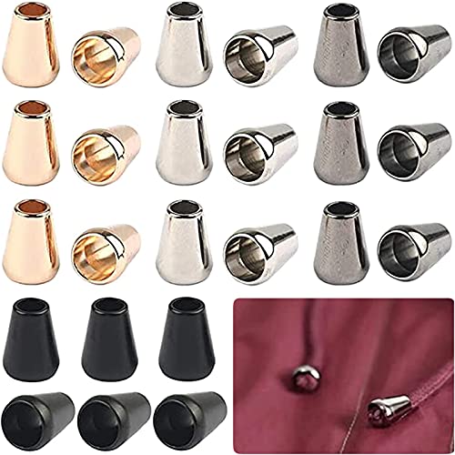 Cerraduras Cordon Metal 24pcs Cerraduras de Cordón Campanada Cierre de Cordón Tapón Tope de Cordón Cierre para Cordón Artesanía Ropa Mochila Ropa Deportiva Oro Plata Pistola Negro Negro 15mm