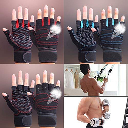 CESHMD Sport Gym Guantes Mitad Dedos Levantamiento Breathable Fitness – Pesas Guantes Hombres Mujeres Gym Guantes (Negro, L)