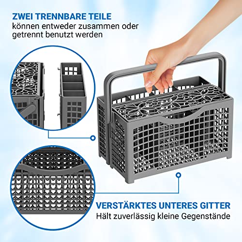 Cesta de cubiertos para lavavajillas, universal, divisible, 134 x 138 x 260 mm, repuesto para lavavajillas, lavavajillas como Miele, Bauknecht, Bosch, Whirlpool