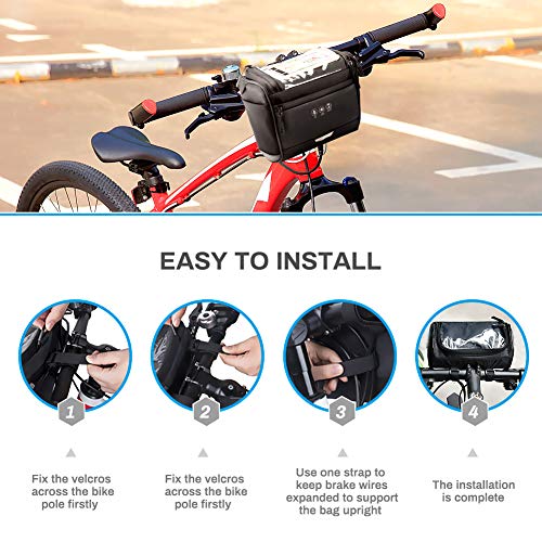 CestMall 3.5L Bolso Bicicleta Impermeable Ciclismo para Bicicleta de Delantera Bicicleta Plegable Manillar Bolsa Cesta Bolsa de Mochila para Mapa al Aire Libre, Tambien es un Bolso Bandolera