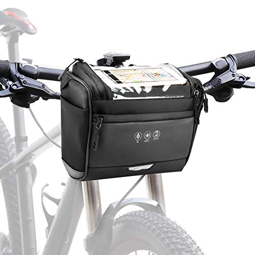 CestMall 3.5L Bolso Bicicleta Impermeable Ciclismo para Bicicleta de Delantera Bicicleta Plegable Manillar Bolsa Cesta Bolsa de Mochila para Mapa al Aire Libre, Tambien es un Bolso Bandolera