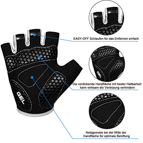 Cevapro Guantes de ciclismo para hombre y mujer, de gel, amortiguación, transpirables, antideslizantes, ideales para ciclismo, MTB, descenso, senderismo (negro, M)