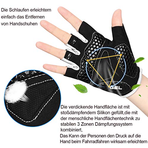Cevapro Guantes de ciclismo para hombre y mujer, de gel, amortiguación, transpirables, antideslizantes, ideales para ciclismo, MTB, descenso, senderismo (negro, M)