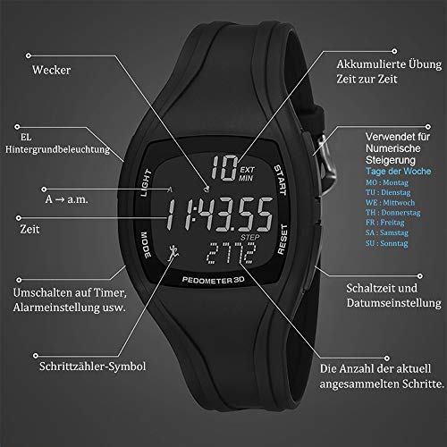 CFGem Adolescente Digital Deporte Impermeable Reloj de Hombre con PU Banda Desmontable de Plástico y Minutero SNK-9105 Negro