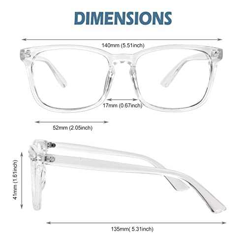 CGID CN82 Retro Anteojos Lente Claro Gafas Para Mujer y Hombre,Transparente