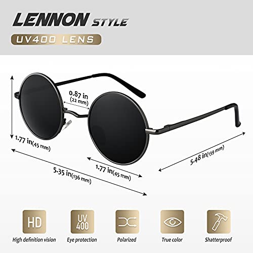 CGID E01 Estilo Vintage Retro Lennon inspirado círculo metálico redondo gafas de sol polarizadas para hombres y mujeres