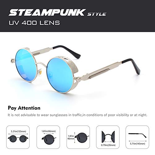 CGID E72 Steampunk estilo retro inspirado círculo metálico redondo gafas de sol polarizadas para hombres