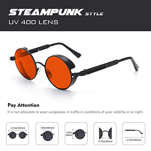 CGID E72 Steampunk estilo retro inspirado círculo metálico redondo gafas de sol polarizadas para hombres