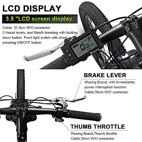 CH-LYD Kit de conversión de Bicicleta eléctrica de 26 Pulgadas, Motor Delantero de 36V 250W con batería Hailong de 36V15.6Ah, para Freno de Disco/v de Rueda Delantera, con Controlador i