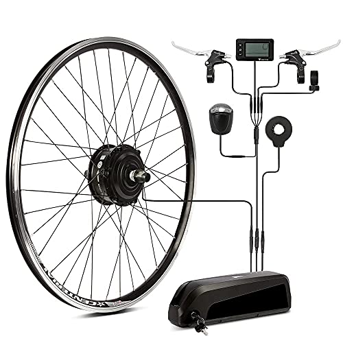 CH-LYD Kit de conversión de Bicicleta eléctrica de 26 Pulgadas, Motor Delantero de 36V 250W con batería Hailong de 36V15.6Ah, para Freno de Disco/v de Rueda Delantera, con Controlador i