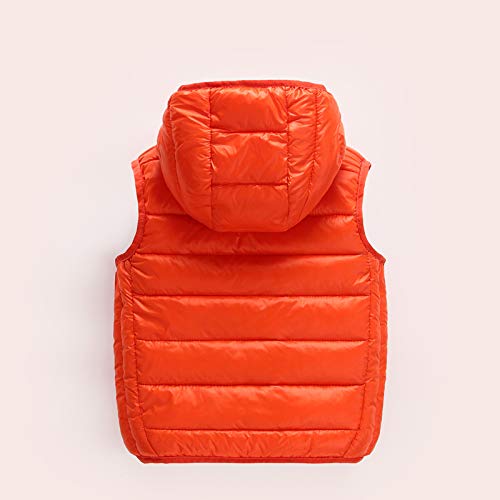 Chaleco con Capucha Niños Niñas Inviernos Sin Mangas Chaqueta Abrigo Calienta Outwear Naranja 160cm