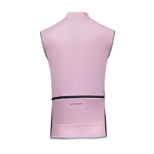 Chaleco sin Mangas Ciclismo Chaleco Reflectante Ligero a Prueba de Agua Bicis de montaña Transpirable A Prueba de Viento Sport Gilet Chaqueta para Ciclismo y Correr,Rosado,M