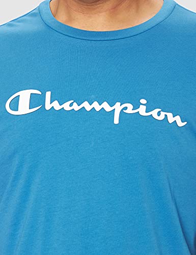 Champion Legacy Classic Logo Camiseta, Azul Claro, L para Hombre