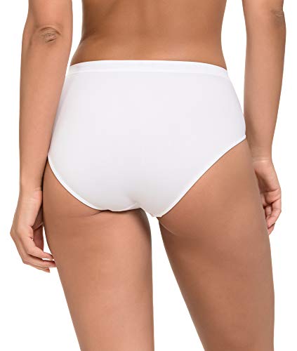 Channo Pack de 6 Bragas Clásicas Básicas Mujer de Licra sin Costuras Efecto Invisible Midi Altas Color Liso. Blanco M