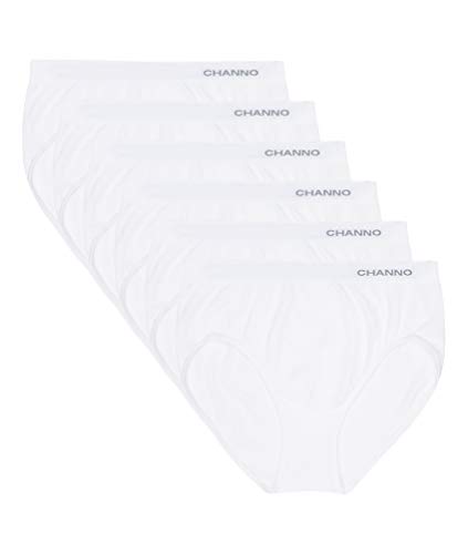 Channo Pack de 6 Bragas Clásicas Básicas Mujer de Licra sin Costuras Efecto Invisible Midi Altas Color Liso. Blanco M