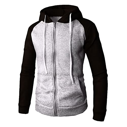 Chaqueta Capucha Hombre Ajuste Regular Empalme Color Juego/Color Sólido Chaqueta Hombre Outdoor Montañismo Chaqueta Deportiva Hombre Clásica Casual Transición Chaqueta Hombre con Bolsillos