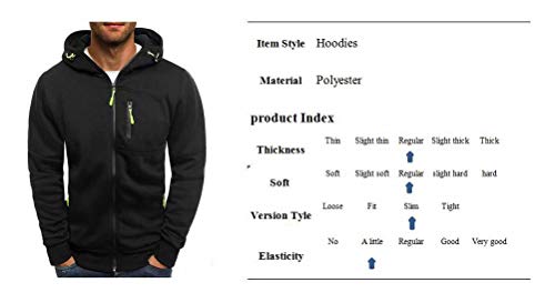 Chaqueta con Capucha de Hombre Ropa Estilo Deportivo Sudadera Cierre de Cremallera Abrigo Casual de Cuello Elevado Extragrande Invierno para Hombres (Negro, XXXL)