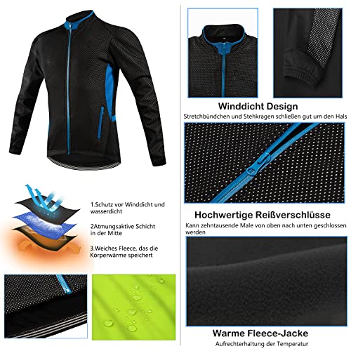 Chaqueta de ciclismo Iogas para hombre, chaqueta de ciclismo térmica, chaqueta de invierno cortavientos, impermeable, para deportes al aire libre, xx-large