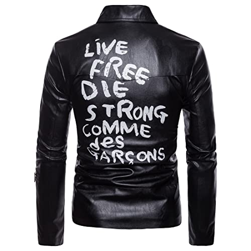 Chaqueta Hombre Otoño Invierno Personalidad Empalme Cuero Imitación Hombre Manga Larga Urbana Fresco Estilo Punk Solapa con Cinturón Hombre Cuero Chaqueta Prueba Viento Impermeable Juvenil Abrigo