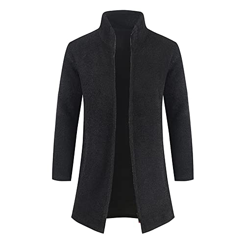 Chaqueta Hombres Manga Larga Cálida Chaqueta/Slim Fit Trajes Hombres con Capucha/Cuello Alto Vintage Estilo Chino Chaqueta Hombres Simplicidad Casual Color Sólido Chaqueta Hombres