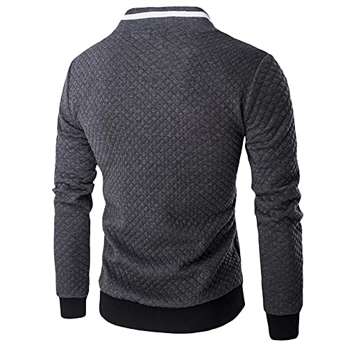 Chaqueta Hombres Manga Larga Regular Fit Cuello Pie Cuadros Sudor Chaqueta Hombres Primavera Otoño Moda Casual Chaqueta Transición Hombres Clásico Deporte Cardigan Hombres
