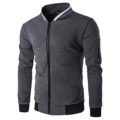Chaqueta Hombres Manga Larga Regular Fit Cuello Pie Cuadros Sudor Chaqueta Hombres Primavera Otoño Moda Casual Chaqueta Transición Hombres Clásico Deporte Cardigan Hombres