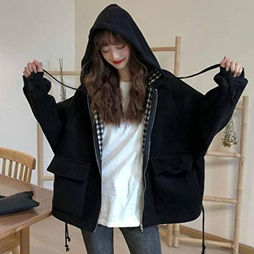 Chaquetas Mujeres con Capucha con Capucha Autumn Outwear Abrigos Casual Ins Instale Oversize Harajuku Teens Streetwear Bomber Chaqueta más tamaño Tops