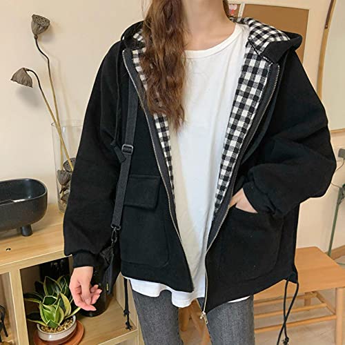 Chaquetas Mujeres con Capucha con Capucha Autumn Outwear Abrigos Casual Ins Instale Oversize Harajuku Teens Streetwear Bomber Chaqueta más tamaño Tops