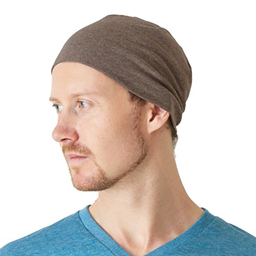 CHARM Casualbox | Hombres Damas 100% Orgánico Algodón Gorros Beanie Sombrero Suave Apretado Encajar Quimio Gorra Medicinal Ponerse Unisex Marrón