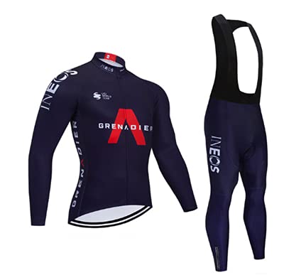 Checkless Traje de Ciclismo Hombre Invierno de Equipos Profesionales. Culotte y Maillot. Ropa Ciclismo con Badana 12D Gel Pad para MTB, Maillot Ciclismo Hombre Invierno (M, A NEGRO)