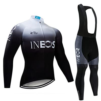 Checkless Traje de Ciclismo Hombre Invierno de Equipos Profesionales. Culotte y Maillot. Ropa Ciclismo con Badana 12D Gel Pad para MTB, Maillot Ciclismo Hombre Invierno (S, IO BLANCO)