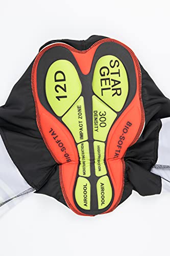 Checkless Traje de Ciclismo Hombre Invierno de Equipos Profesionales. Culotte y Maillot. Ropa Ciclismo con Badana 12D Gel Pad para MTB, Maillot Ciclismo Hombre Invierno (L, T BLANCO ROJO)