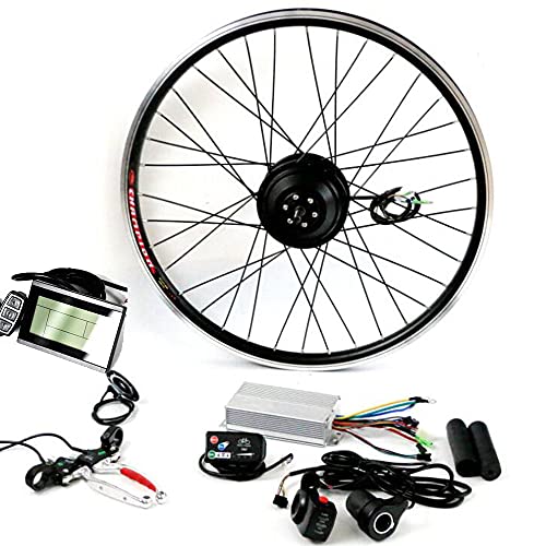 CHEIRS Kit de Rueda de Bicicleta Eléctrica 36V 250W 20"/ 24" / 26"/ 28" Rueda Delantera/Rueda Trasera con Pantalla LCD Kit de Motor de Conversión de Bicicleta Eléctrica,FrontWheel-20INCH