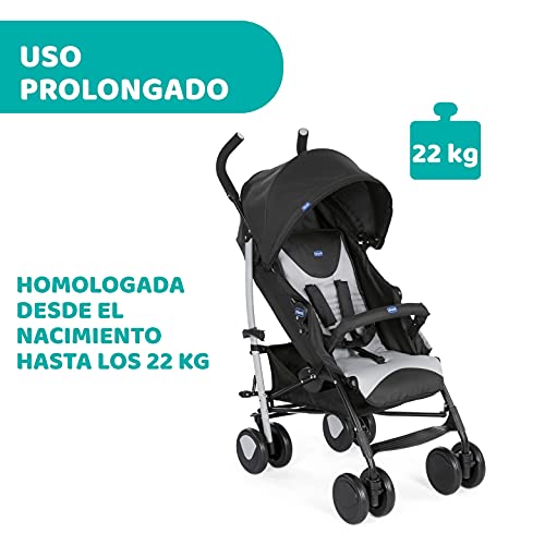 Chicco Echo Silla de Paseo Ligera y Plegable desde 0 Meses hasta 22 Kg, Carrito Bebé Compacto y Reclinable con Apoyabrazos, Posición para Dormir, Cierre Paraguas y Parasol Ajustable - Gris (Scarlet)