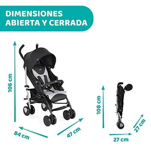 Chicco Echo Silla de Paseo Ligera y Plegable desde 0 Meses hasta 22 Kg, Carrito Bebé Compacto y Reclinable con Apoyabrazos, Posición para Dormir, Cierre Paraguas y Parasol Ajustable - Gris (Scarlet)