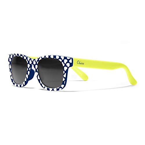 Chicco - Gafas de Sol Infantiles Para Niños De 2 años, Con Montura flexible y Lentes Anti Arañazos, Color Azul y Amarillo Corazones