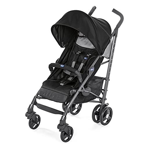 Chicco Liteway 3 Silla Paseo Ligera y Plegable desde 0 Meses hasta 22 Kg, Carrito de Bebé Compacto y Reclinable, Posición para Dormir, Cierre Tipo Paraguas y Capota Convertible, Negro (Jet Black)