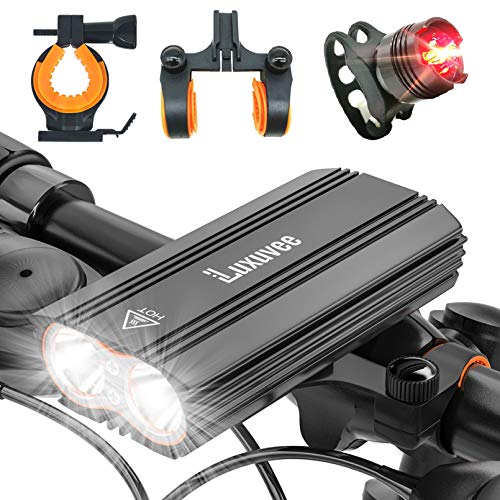 CHICLEW Luxuvee Luz Bicicleta Recargable Luces Bicicleta Delantera y Traseras Impermeables IP65, Luz Bici USB con 4 Modos Iluminación, Luces Bici para Montaña y Carretera Nocturno con 2 Soportes