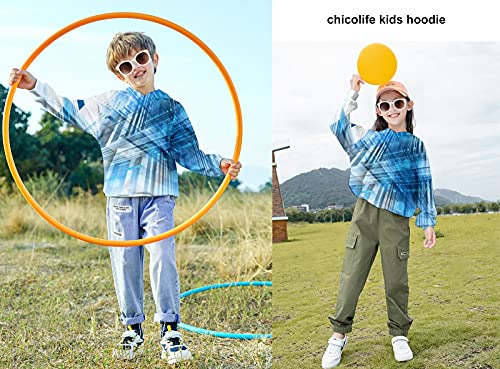 chicolife 3D Boy Sweatshirt Print Geometry Hoodie Cool Design Virtual City Jumper Divertido Jersey Azul de Manga Larga para Hermano